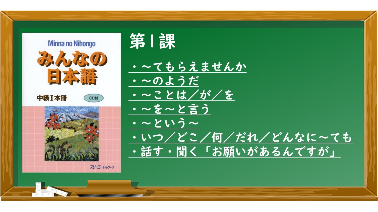 みんなの日本語中級１課 解説・教材 | KEN日本語教師ー授業で